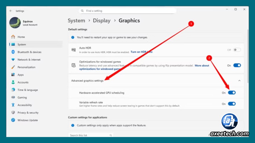  Hardware Accelerated GPU Scheduling setting in Windows 