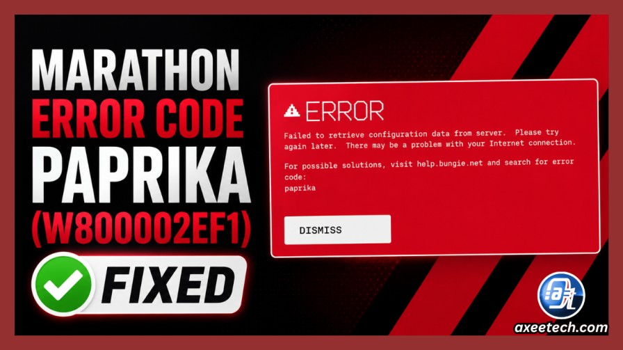 Marathon paprika error code W8 00002EF1 on screen 