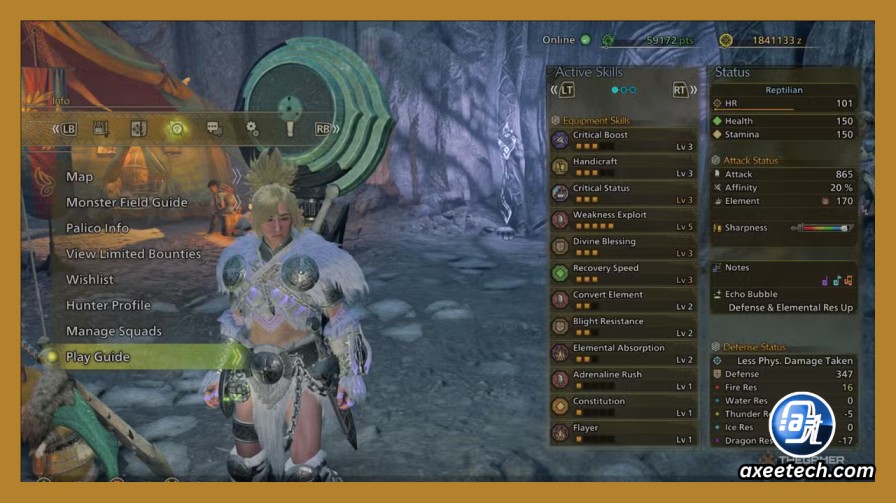 Inspecting True Raw and Affinity stats at the Smithy in Monster Hunter Wilds