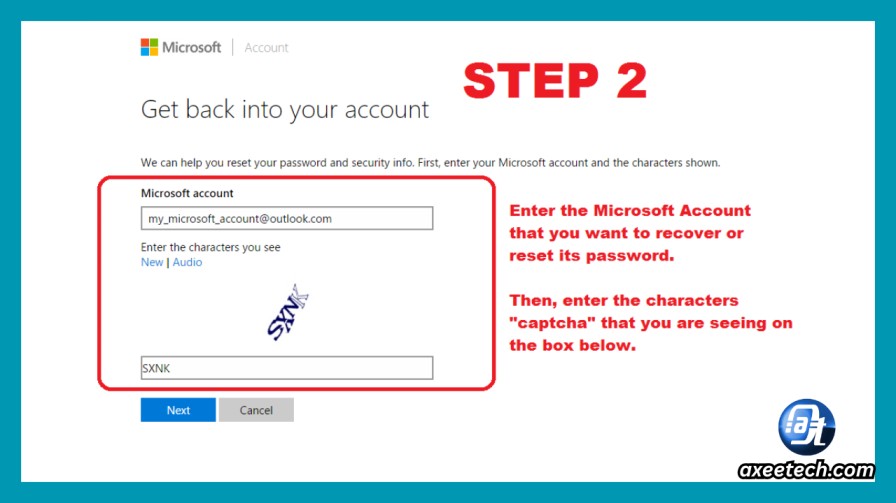 Microsoft account password reset and two-step verification options 