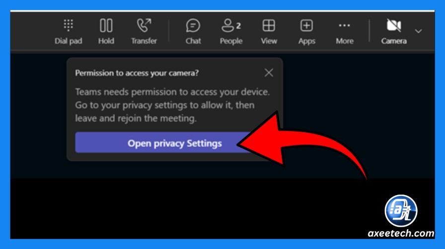 Microsoft Teams requesting camera access during a call 
