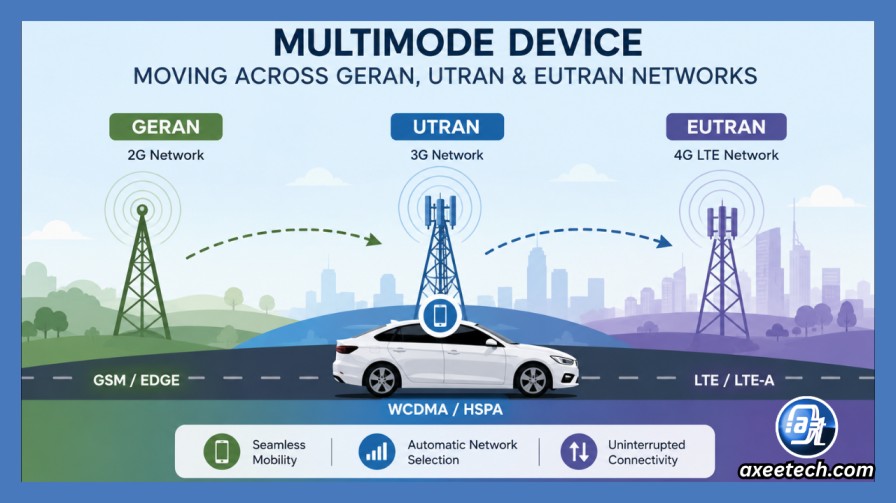 Multimode device moving across GERAN UTRAN and EUTRAN networks 