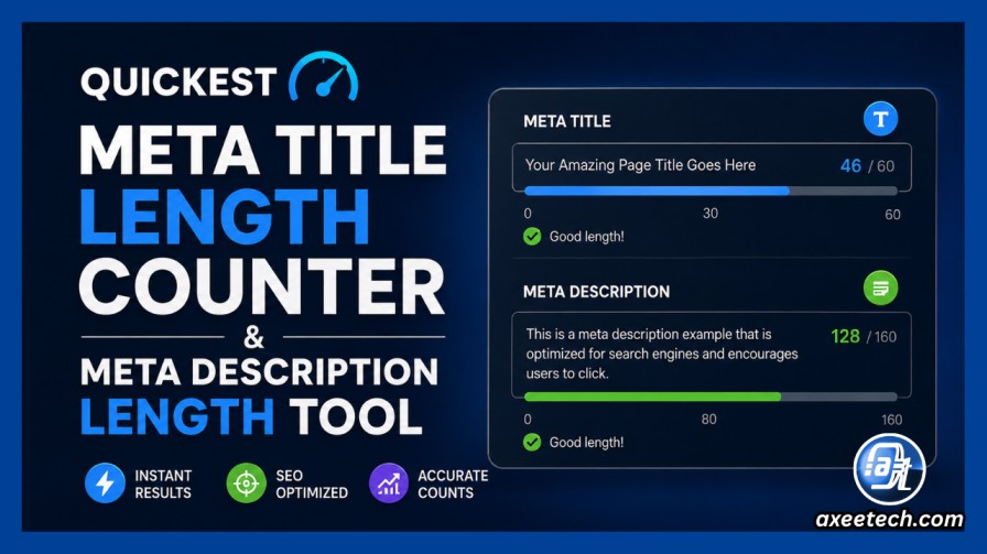 Meta Title Length Counter with Pixel Width vs. Characters Comparison Diagram