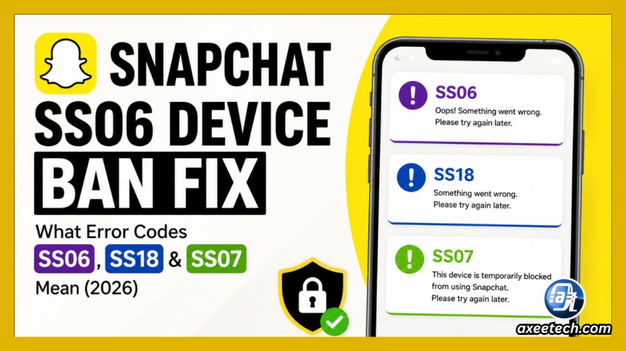 Comparison of Snapchat error popups showing codes SS06, SS18, and SS07