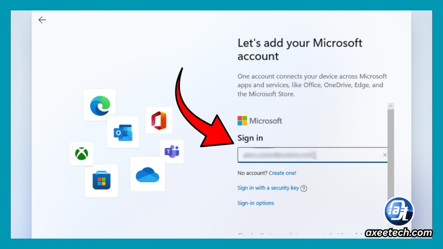 Windows 11 setup screen requiring a Microsoft account 