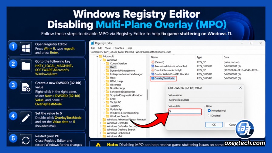 Windows Registry Editor disabling Multi-Plane Overlay MPO