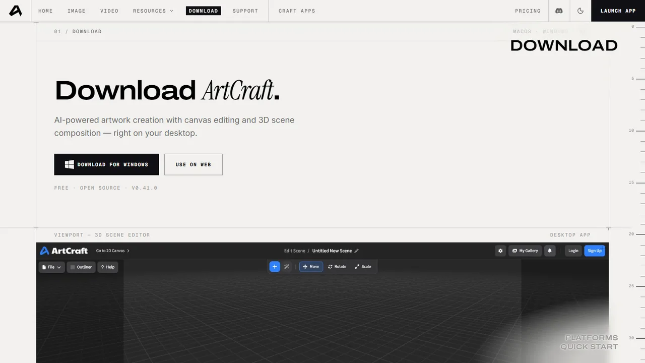 ArtCraft Review: 12 Free Adobe & Microsoft Office Alternatives (Launcher + Download Guide) 5 ArtCraft download page with Windows and macOS installers