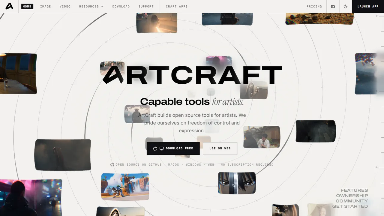 ArtCraft Review: 12 Free Adobe & Microsoft Office Alternatives (Launcher + Download Guide) 2 ArtCraft home page getartcraft.com with Download free and Use on web buttons