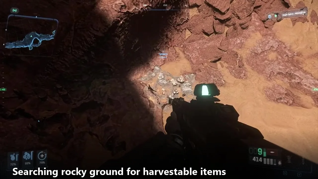 Star Citizen Ranta Dung: Where to Find It and Price 1 Star Citizen Ranta Dung hunt: player searching rocky ground for harvestable items