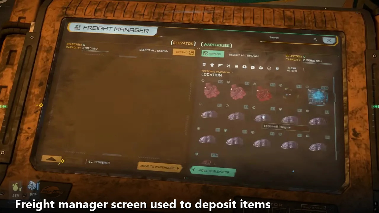 Star Citizen Wikelo Ships: How to Get War Special Rewards 1 Star Citizen Wikelo ships contract: freight manager screen used to deposit items